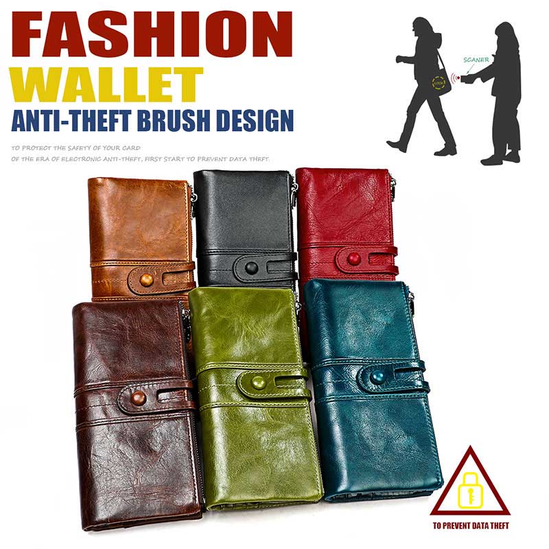 RFID Multifunction Genuine Leather Wallet 