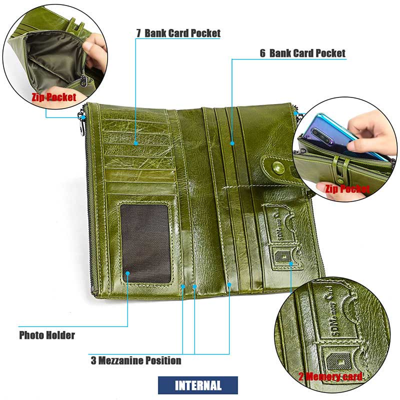 RFID Multifunction Genuine Leather Wallet 